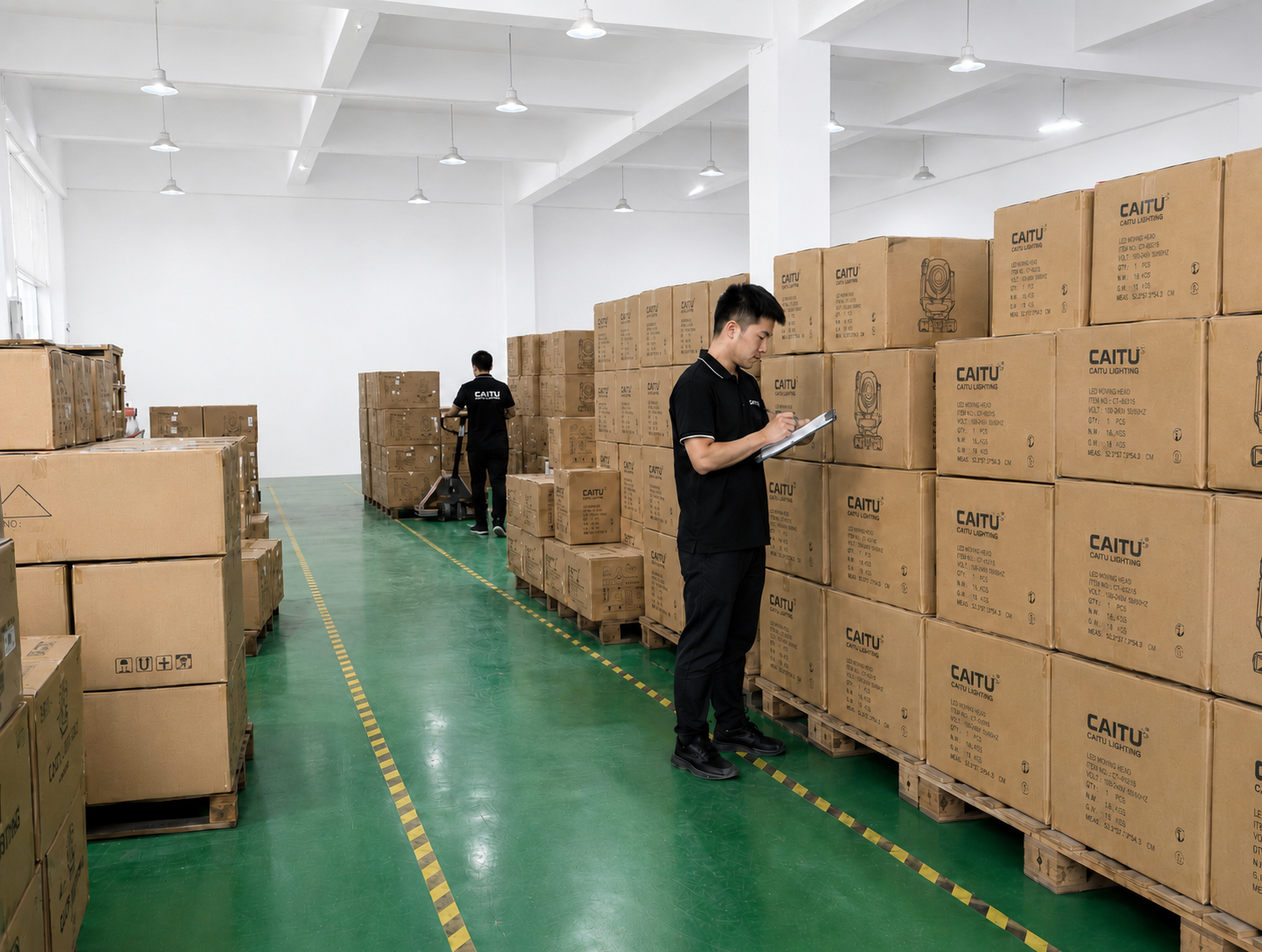 CAITU Lighting shipping warehouse with packed cartons